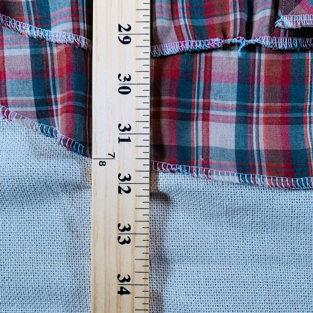 Wrangler Men's Plaid Long‎ Tails Western Black Snap Shirt Red Green - Picture 7 of 9